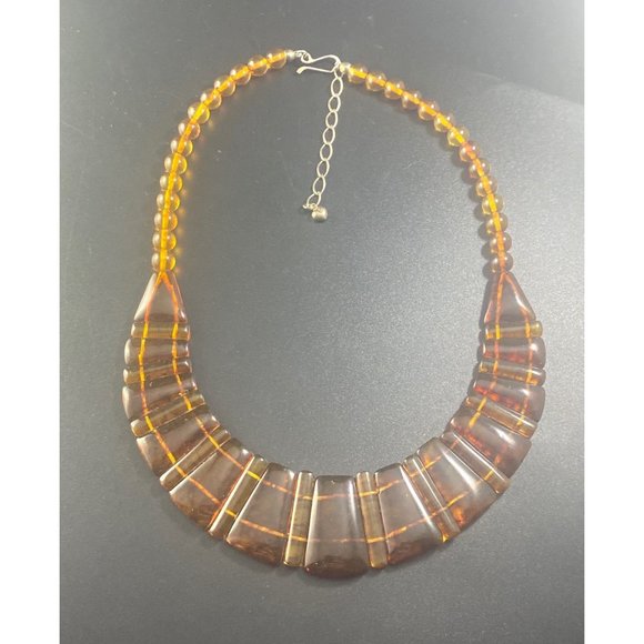 Jay King DTR Necklace 925 Graduated Amber Beaded Designer Signed - Picture 2 of 6